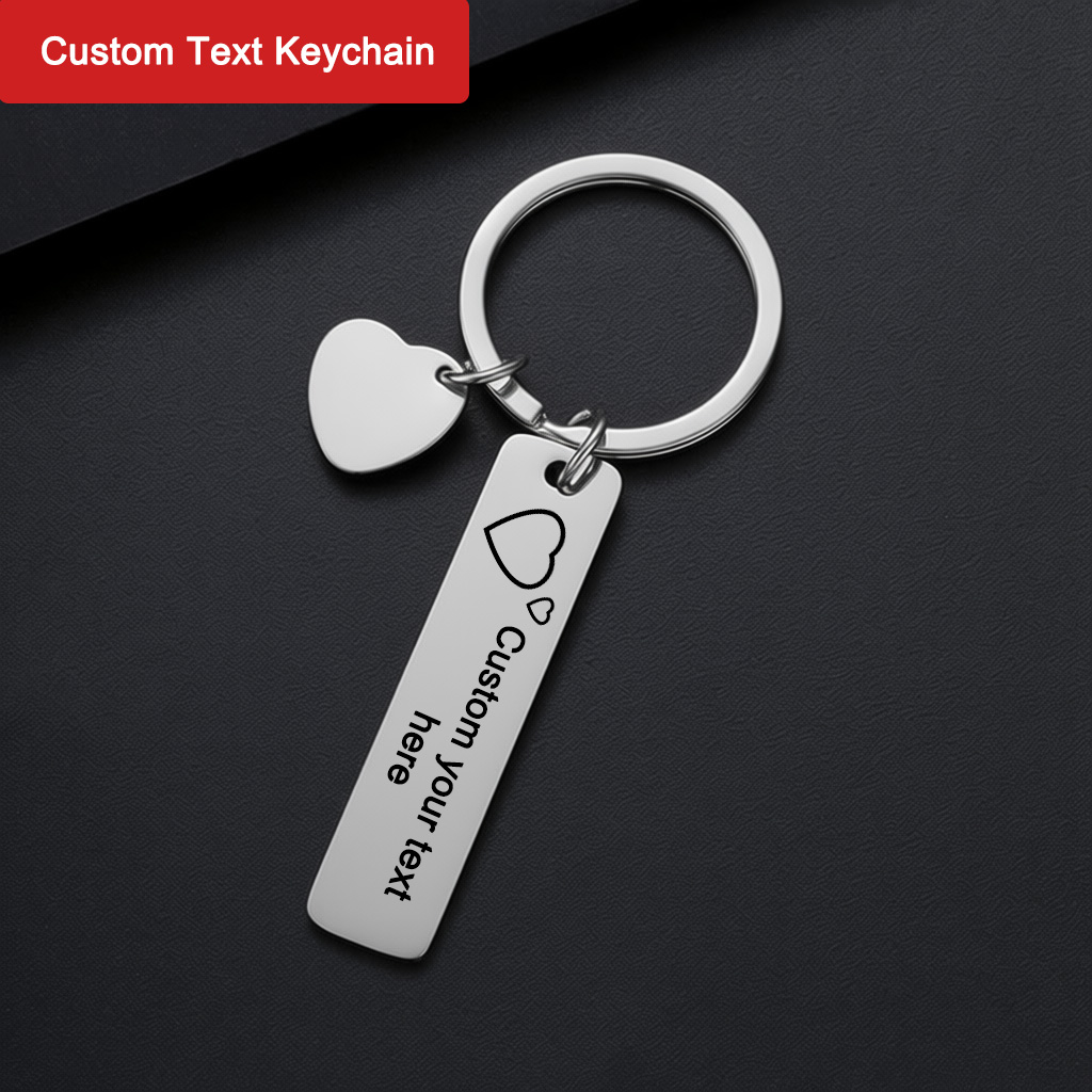 Personalized Engraved Gift - Portachiavi Personalizzato con Testo, Anello Portachiavi