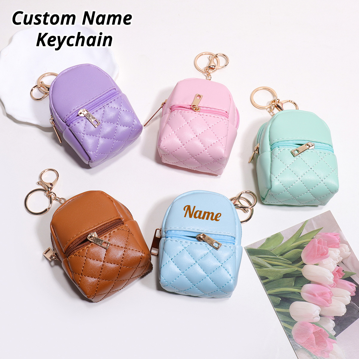 Personalized Engraved Gift - Mini Portachiavi Personalizzato con Nome, Portamonete,